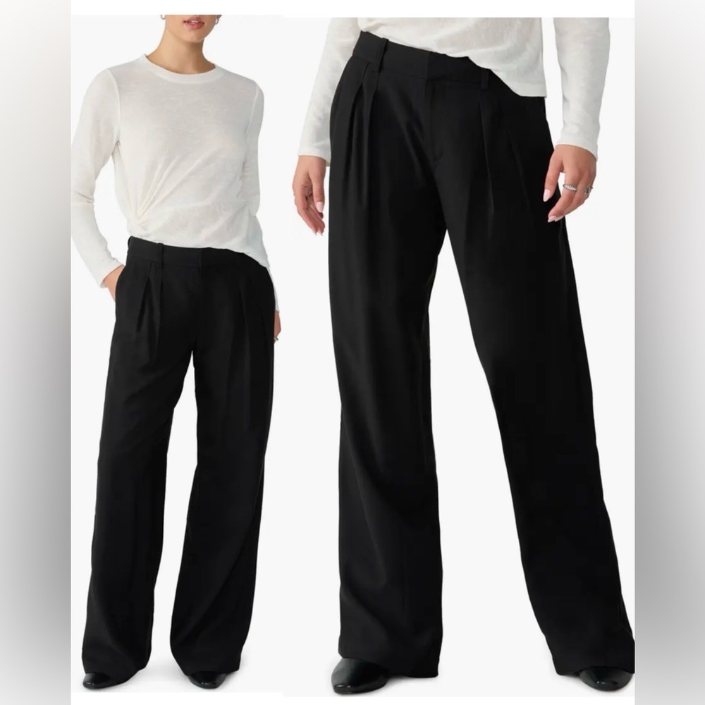 NWT Sanctuary Slouchy Gab Pleated Wide Leg Trousers Black , size 33